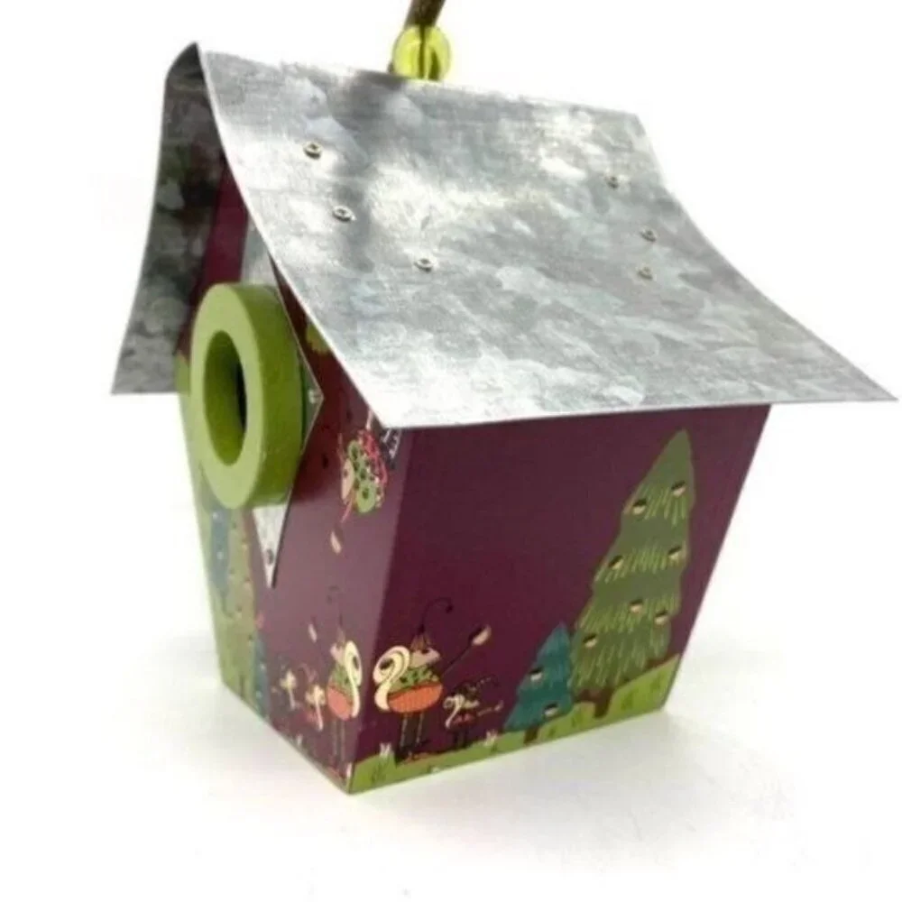 Helena Rozo Wood & Metal Whimsical Folk Art Birdhouse